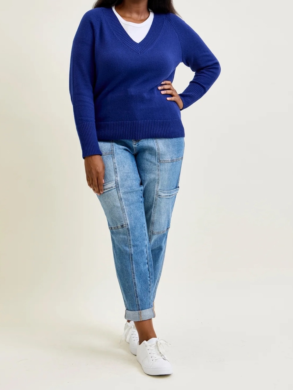 Judy Blue Cami Cuffed Cargo Joggers 14W Blue Stretch Denim High Rise